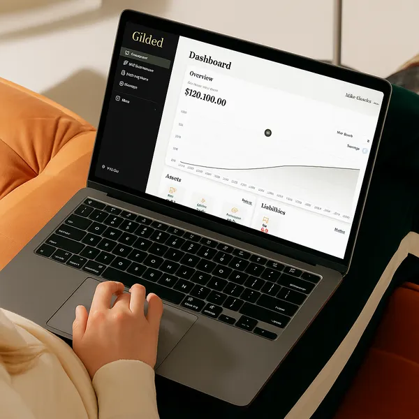 Woman using Gilded on laptop